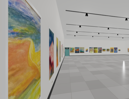 Vorschau der 3D-Galerie Raum 2: minimalistischer White-Cube-Ausstellungsraum mit Werken von Hans-Peter Röder